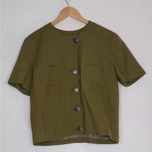Double D Ranch Green Silver Buttons Short Sleeve Jacket Size M Western Prairie